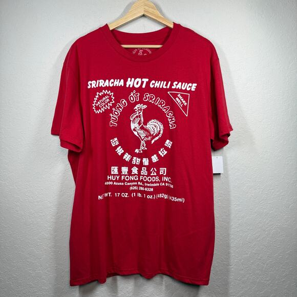 unknown Other - Men's Red Sriracha Hot Chili Sauce Short Sleeve T-Shirt Size XL NEW